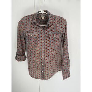 Lucky Brand - Button-Up Shirt - Size Medium - Red/Blue Floral